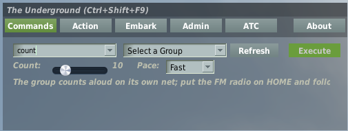 Count command with a count slider and a pace dropdown.