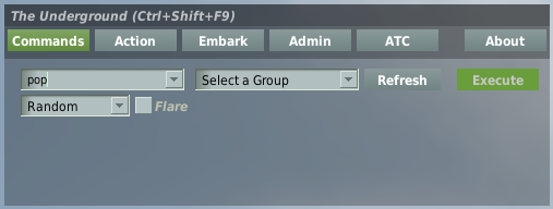 Pop command with a color dropdown and a flare checkbox.